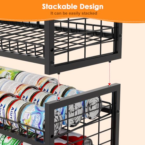 JKsmart 2-Tier Stackable Can Organizer, Extra-Long Can Rack for Pantry Storage, Adjustable Can Dispenser Holds Up to 64 Cans, 12mm Metal Frame, Super Sturdy Holders for Various Canned Food Soda-2 Pack - size: XL-(2 pack)