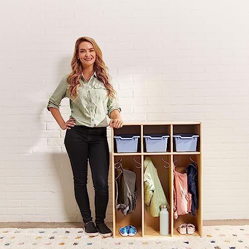ECR4Kids Streamline 3-Section Toddler Coat Locker with Cubby Storage, Kids Furniture, Natural - color: Natural