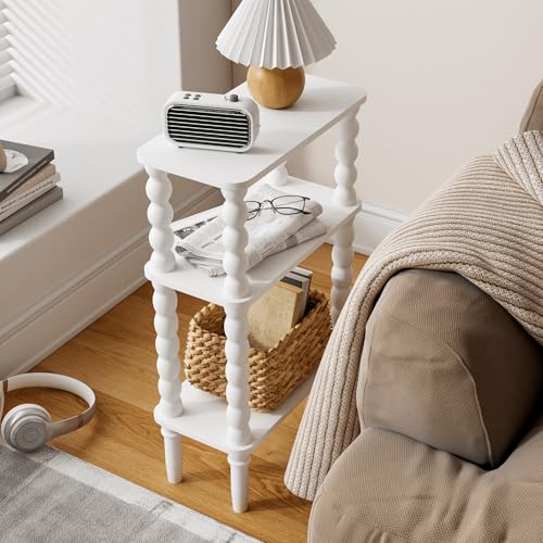 Veegle Side Table, Small End Table with Storage Shelf, 3-Tier Small Coffee Tables for Living Room Bedroom Narrow Spaces(White) - color: White-3 Tier Shelf