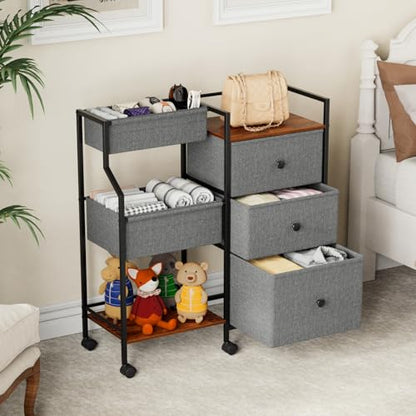 Modanais Baby Diaper Caddy Organizer Cart - 3 Tier Rolling Cart with Dividers and Drawers, Easy To Assemble, Mobile Utility Cart with Wheels for Nursery, Bedroom, Changing Table & Crib | 3 Tier Rolling Cart, Easy To Assemble, Mobile Utility Cart with Whee