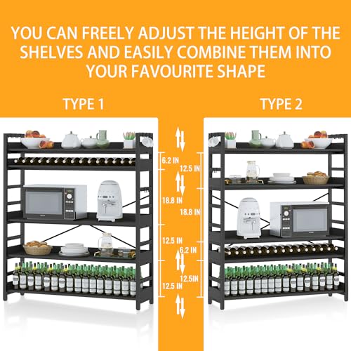 HCHQHS 5 Tier Bookshelf, Adjustable Industrial Bookcase, Vertical Tall Book Shelf, Wood and Black Metal Open Bookshelves for Home Office, Living Room, Bedroom - color: Black, size: 5-Tier (47"W x 57"H)