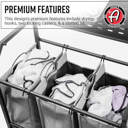 Adam's Polishes Detailing Towel Cart for Dirty Laundry, Cloths, Rags, Clothes, Hamper Basket in Garage, Laundry Room, Home, Storage Etc.