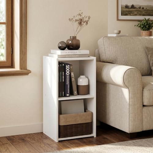 2 Cube Bookcase, Storage Organizer Cabinet, 2 x 1 Bookshelf, Open Back & Closed Back Cubes Book Shelf, 12.2 x 11.6 x 24.2, for Bedroom, Home Office, Living Room, White - color: White, size: 2 Tier