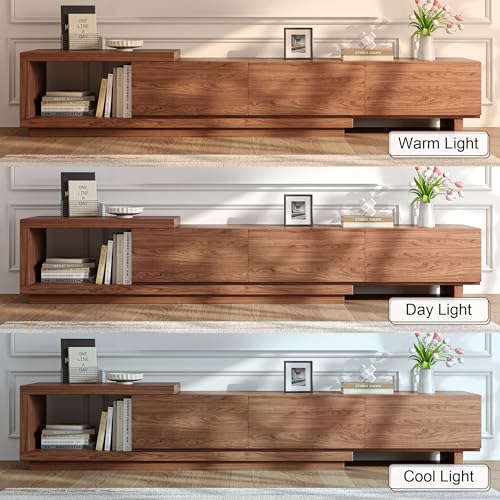 Extendable TV Stand for 65-100 Inch TVs, Modern Low Profile Entertainment Center & Media Console Collection for Living Room (Walnut, 68.5"-98.4") - size: 68.5"-98.4"
