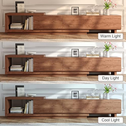 Extendable TV Stand for 65-100 Inch TVs, Modern Low Profile Entertainment Center & Media Console Collection for Living Room (Walnut, 68.5"-98.4") - size: 68.5"-98.4"