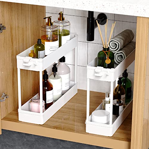 SPACEKEEPER Slim Rolling Storage Cart 4 Tier Bathroom Organizer Mobile Shelving Unit Utility Cart Tower Rack for Kitchen Laundry Narrow Places, White - color: White