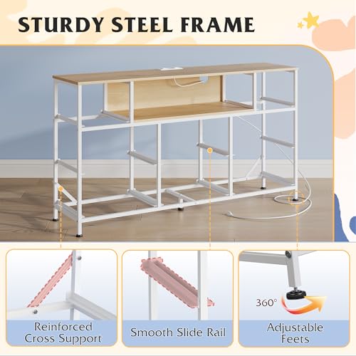 WLIVE Dresser TV Stand for 45, 50, 55 inch TV, Entertainment Center with LED Lights & Charging Station, Chest of Drawers with 8 Fabric Drawers and Open Shelves for Living Room, Hallway, Cream White - color: Cream White