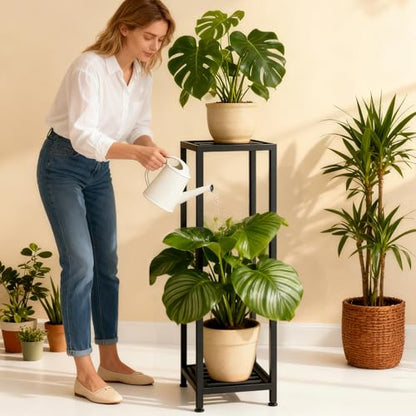 Plant Stand Indoor Outdoor, 41'' Tall Wrought Iron Plant Stands, Heavy Duty | 2 Tier Metal Pedestal Stand Decorative Flower Stand for Patio Garden Deck Living Room - size: 41''