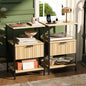 VINGLI Nightstands Set of 2 with Fabric Drawer, Fluted Nightstand with Charging Station, Oak Night Stand Set 2 Bed Side Tables, End Tales Bedroom with Charger Station, 14.96"W*11.81"D*23.7"H, 2 pcs - color: Oak, size: 15"W-1 Drawer 2 Shelf