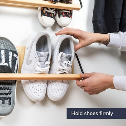 Wall Mounted Shoe Rack - A Wooden, Modern, Slim, and Small Shoe Storage Solution for Shoes and Boots in Narrow Spaces, entryways, or hallways. (30-in-Wide) - size: 30-in-wide (Single)
