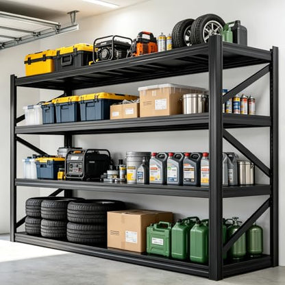 4-Tier 71 "W × 24 "D × 71" H Garage Shelving 8000LBS Storage Shelves Heavy Duty Metal Shelf Unit Adjustable Basement Industrial Storage Racks (71 * 24 * 71) - size: 4T 71" W × 24" D × 71" H