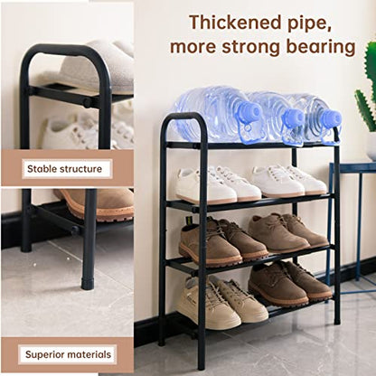 Gonfoam 4-Tier Expandable Shoe Rack,Adjustable Shoe Shelf Storage Organizer Heavy Duty Metal Free Standing Shoe Rack for Entryway Closet Doorway (Black) | Tool-Free Assembly, Metal Material, Adjustable Shoe Organizer, Sturdy, Small Space Solution, Dorms,