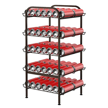 smusei 5 Tier Water Bottle Organizer Vertical Free Standing Storage Shelf Metal Beverage Rack Dispenser Large Capacity Bottled Water Holder Stand for Kitchen Party Pantry, Bronze - size: 5 Tier