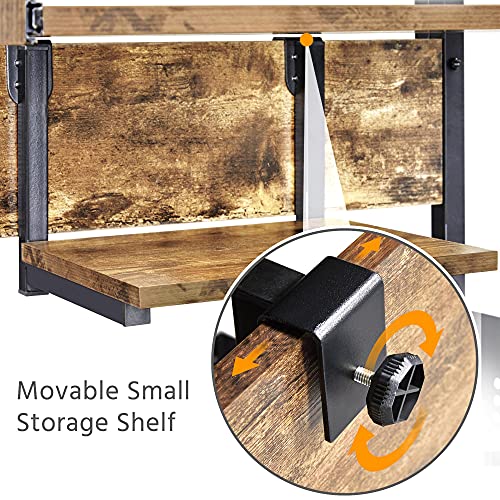 Topeakmart 2-Tier Rolling Desk with Printer Shelf & Keyboard Tray, Rustic Brown - color: Rustic Brown