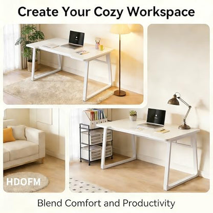 Computer Desk 39.4 Inch Small Office Desk with Wood Top and Metal Frame, Study Writing Desk for Home, Bedroom, Gaming, U-Shaped Leg Design, Modern Simple - color: Frame：white/Board：white
