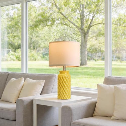 USumkky 20.5" Ceramic Table Lamps Set of 2 - Modern Farmhouse & Boho Style, Bedside Nightstand Lamps for Bedroom, Living Room End Table Lamps, Small Desk Lamp(Yellow) - color: 20.5" Yellow-2 Pack