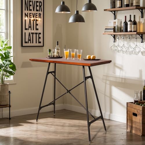 LOKKHAN Modern Industrial Table - 45.3” L x 41.34” H - Rectangular Desk for Home Office, Dining, Side Table - Writing Desk with Cross Bracing - Compact Multipurpose Study, Computer, Craft Workstation