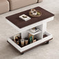 Merax Adjustable End Table with Wheels, Modern Multifunctional Sofa Side Table with Lift-Top, 360°Rotating Top and Storage Space for Living Room, Small Space, Brown+White - color: Brown+white