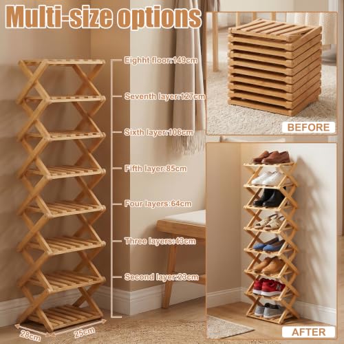 Shoe Racks, Foldable Shoes Organizer FreeStanding Shelf,5 Layers | Natural, Functional, Multifunctional, Suitable For Entryway, Closet, Bedroom, Hallway - color: Five Layers of Primary Colors