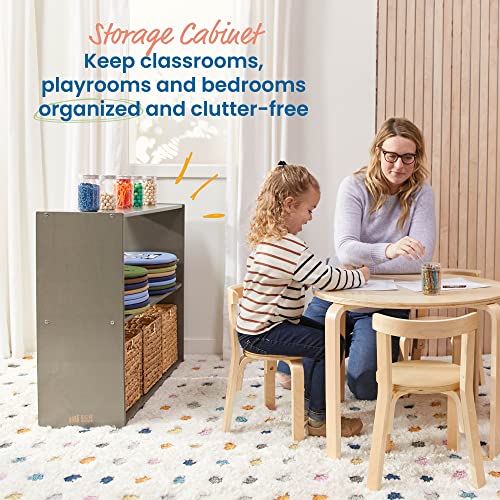 ECR4Kids Streamline 2-Shelf Double-Sided Storage Cabinet, 30in, Classroom Furniture, Grey Wash - color: Grey Wash
