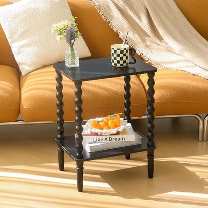 Fultyle End Tables Set of 2, Small Side Table with Storage Shelf, Nightstands for Bedroom Set of 2 for Living Room, Office and Small Spaces (Black) - color: Black Set of 2