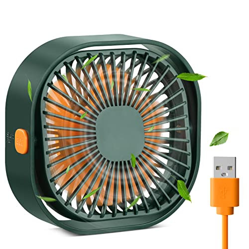 RJVW 4 Inch Small USB Desk Fan, 3-Speed Portable & 360°Rotatable Mini Cooling Fan, USB-Powered Desktop Fan for Home Office Bedroom Dorm Indoor Outdoor Summer Gift - color: Green