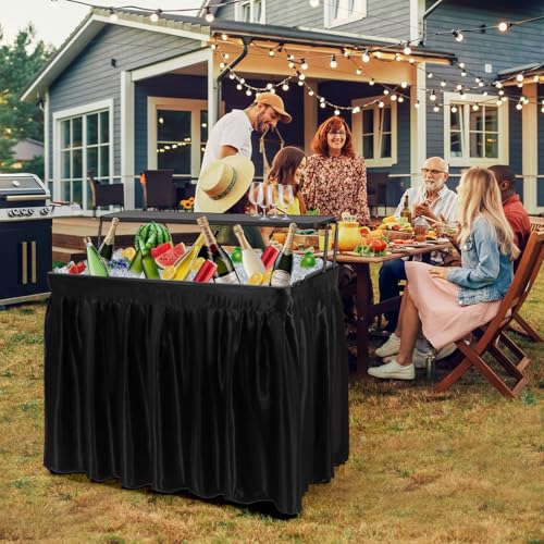 Nice C 4 ft Folding Ice Cooler Table, Party Bar Cooler Table (Black) | Grazing Table, Drain, Bar Cooler Table, Matching Skirt, Storage Shelf - color: Black