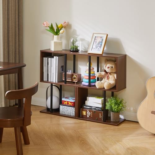 Aibiju S-Shaped Side Table, 3-Tier End Table with Open Storage Shelves, Non-Slip Feet, Modern Style Nightstand, Narrow Side Table for Small Space Living Room Bedroom Light Walnut YD-ST003LW - color: Light Walnut