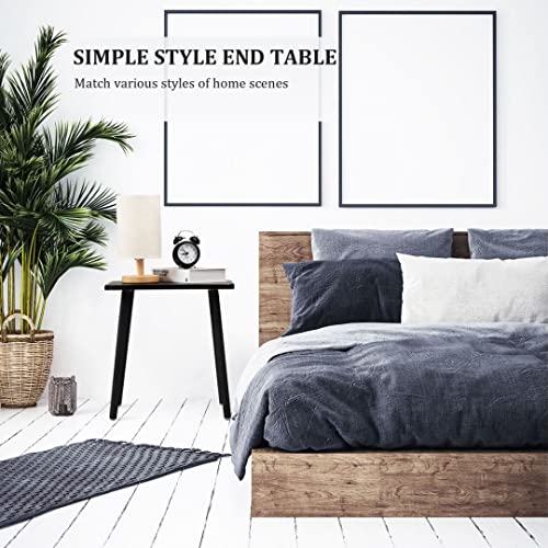 FORAOFUR Side Table, Modern Accent End Table with Wooden Legs, Easy to Assemble Mini Living Room Table for Sofa Bedroom, Minimalist Black Furniture for Small Apartments and Limited Spaces | Minimalist black wood legs, fits sofa/bedroom/living, compact, li
