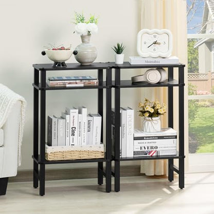 YUFAM Side Table End Table Tall Night Stand 3-Tier for Living Room Bedroom Bathroom Office Furniture Black - color: Black, size: 3 Tier