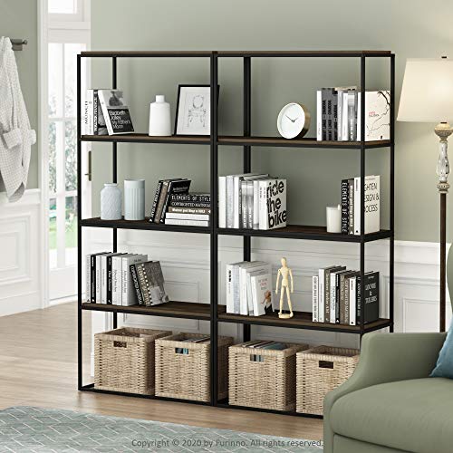 Furinno Moretti Modern Wide Stackable Metal Shelf, Columbia Walnut - color: Columbia Walnut, size: Stackable Metal Frame