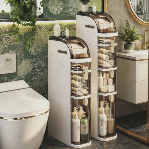 BGYMF 3-Tier Slim Bathroom Storage Cabinet,Slim Cabinet for Bathroom,Narrow Movable Bathroom Storage Organizer for Small Spaces,Bathroom,Kitchen,Living Room - size: Slim 3 Tiers