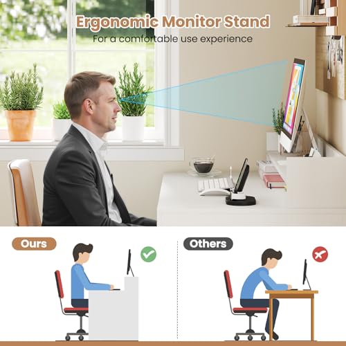 Giantex White Desk with Storage Shelves, 43" Home Office Computer Desk with Charging Station, Dual 3 Tier Bookshelf & Monitor Stand, PC Table Workstation, Modern Study Writing Desk for Bedroom, Dorm