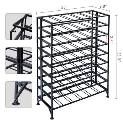 Wine Rack Freestanding Floor,Gray Metal Wine Rack, 9 Tier Wine Stand,Wine Storage Holds up to 54 Bottles,No Assembly Required - color: Black