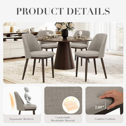 COLAMY Upholstered Dining Chairs Set of 6, Modern Kitchen Chairs with Back, Fabric Side Dining Room Chairs with Wood Legs for Kitchen Dining Room Restaurant, Camel - color: Camel, size: Set of 6