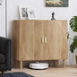 Smuxee Oak Sideboard Cabinet, Freestanding Buffet Cabinet with Line Groove Design, Wood Storage Cabinet with Adjustable Shelf for Living Room, Entryway, Hallway - color: Oak