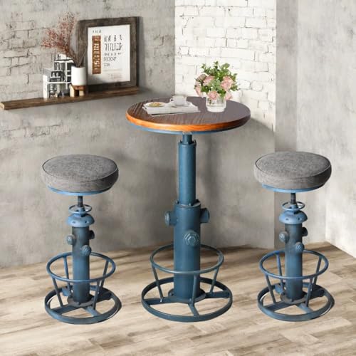 Topower Industrial Bar Table 38.58-48.43" Adjustable Pub Table Kitchen Dining Coffee Bistro Table Antique Blue - color: Antique Blue