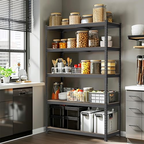 WORKPRO Shelving with MDF Board, 35-3/10”W x 17-1/2”D x 72”H, 1650LBS Load - color: Black, size: 35.3W x 17.5"D x 72"H
