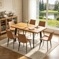 Extendable Dining Table Set for 4 to 8 People, 47.2" to 63" Modern Kitchen Table Set with 6 Leather Chairs, MDF Dining Room Table and Chairs with Removable Extension Leaf (Walnut Table+Brown Chairs) - color: 47.2'' - 63'' Walnut Table+6 Brown Chairs