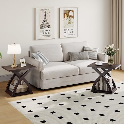 ChooChoo End Side Table, Modern End Table with Storage Shelf | Simple shape, Living Room, Espresso - color: Espresso, size: 15.7"D x 21.7"W x 19.6"H
