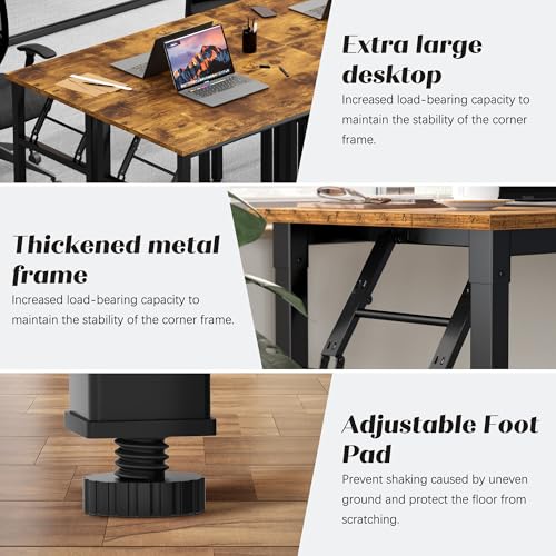 Need Office Computer Desk -35.8 L Sturdy and Heavy Duty Folding Laptop Table,Writing Table/Home Office Desk/Sewing Table, No Assembly Required, Rustic Brown & Black Frame - color: Rustic Brown & Black Frame, size: 35.8inch
