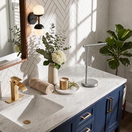 Hoimpro 13" Brushed Nickel Stand Hand Towel Holder Bathroom Kitchen Countertop Towel Rack Towel Bar Ring Free Standing Counter T Bath Accessories Freestanding Vanity Sink Hardware Stainless Steel - color: Brushed Nickel