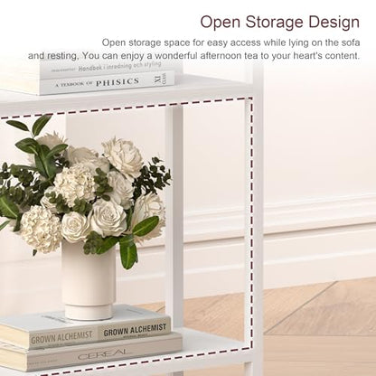 Narrow Side Table for Small Space, 3 Tier Slim End Table, Thin Nightstand, Skinny Snack Couch Table, Sofa Bedside Table, Tall Plant Stand in Living Room, Bedroom, Study, Kitchen and Balcony (White) - color: White, size: 3-Tier (7.9''D*17''W*26.6''H)