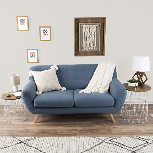 Lavish Home End Tables - Round Nesting Tables Set of 2, Brown/White | 17.5”/15.5” Side Tables with Removable Wood Tops & Metal Basket Bases for Blanket Storage, Living Room, Bedroom & Home Office - color: White Diamond