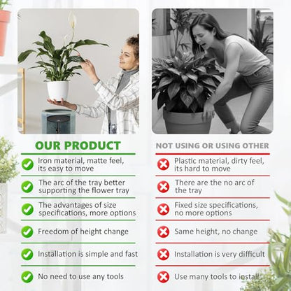 Adjustable Pure Iron Planter Inserts, 7-25” Plant Risers for Inside Pots, Planter Fillers for Large Pots, Indoor & Outdoor Insert with 8-10” Top & 6-10” Base (10 wide top. 10wide base) - size: 10 wide top. 8wide base