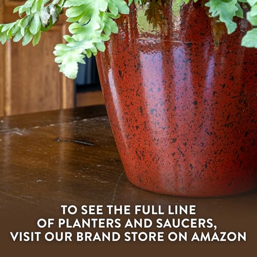 Vogue Resin Planter, Pottery Finish Garden Pot, 8” Stark White | Hand-Painted Finish Plant Pots, Lightweight Indoor Outdoor Planter, UV-Resistant, Great for Patio, Home & Garden Decor Accent
