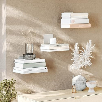 Umbra Conceal, Sturdy Metal Floating Bookshelf for Wall, Silver, Large, Set of 3 - size: Set of 3, Large