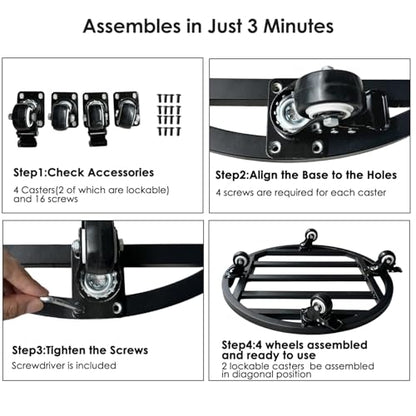 20" Round Plant Stand with Wheels Heavy Duty,Large Metal Plant Caddy Indoor Outdoor Use,Rolling Plant Dolly with Industrial Casters,Rust-Proof Black Plant Tray for Large Planters Pots,1-Pack - size: 20-Inch (1-Pack)