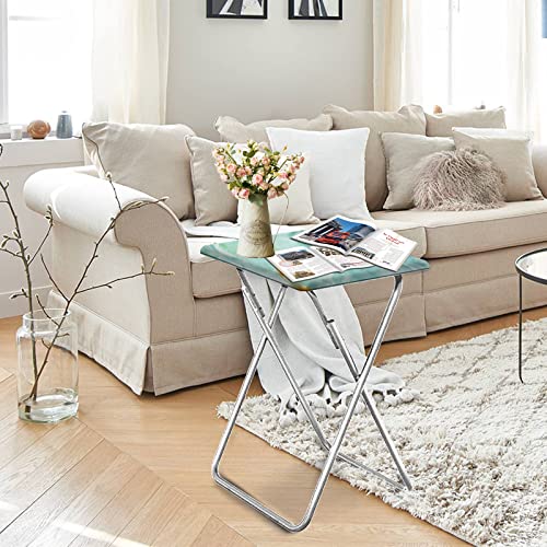 Folding TV Tray Table TV Dinner Table with Sturdy MDF Top,Eating Trays for Living Room with No Assembly Required 15 x 18.9 x 26 in(Sea Blue,1PC) - color: Sea Blue, size: 1pc