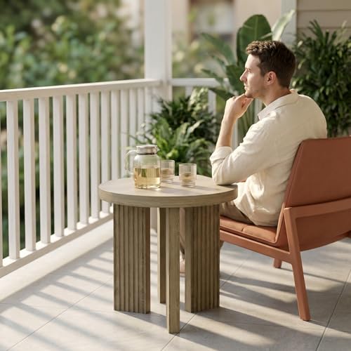 17.52" Small Round Side Table, Walnut | Coffee Table with Smooth Thick Mesa, Circle End Table with X Shaped Stable Legs, Accent Tea Table for Living Room, Office - color: Walnut, style: Side Table